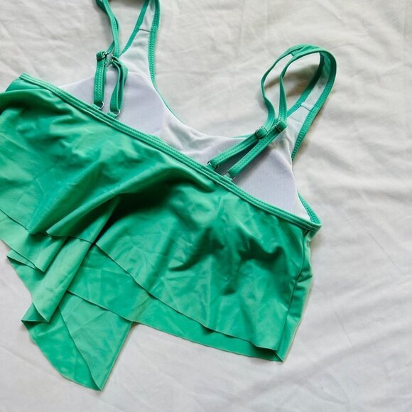 New Without Tags Turquoise Swim Top Flowy Tankini Swimsuit Size L - Picture 6 of 7